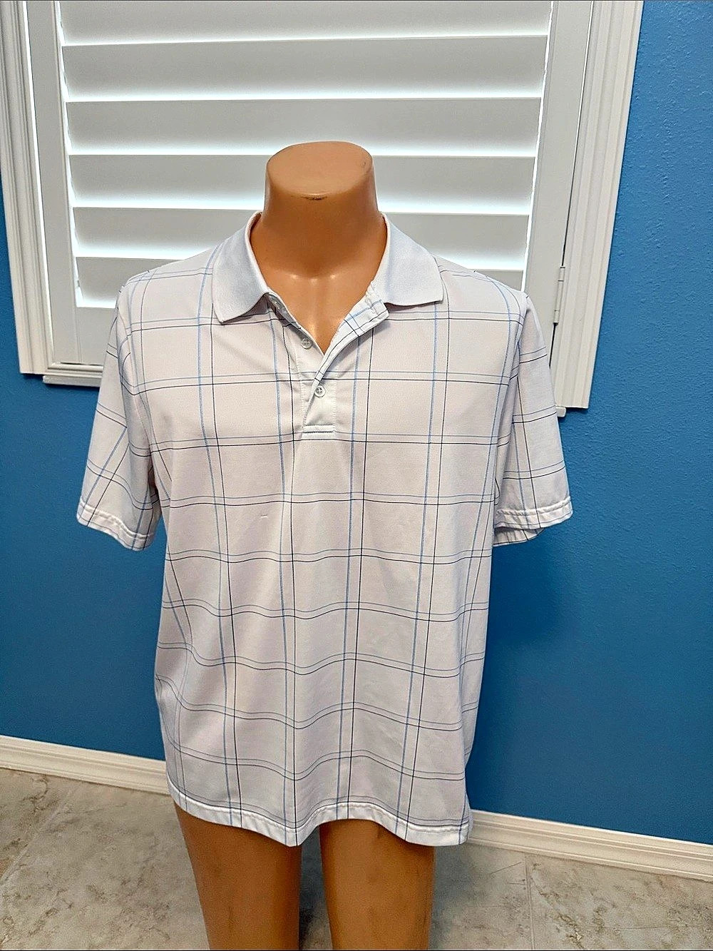 Croft & Barrow Performance Cool & Dry Plaid Polo Plaid Polo in White & Blue Size